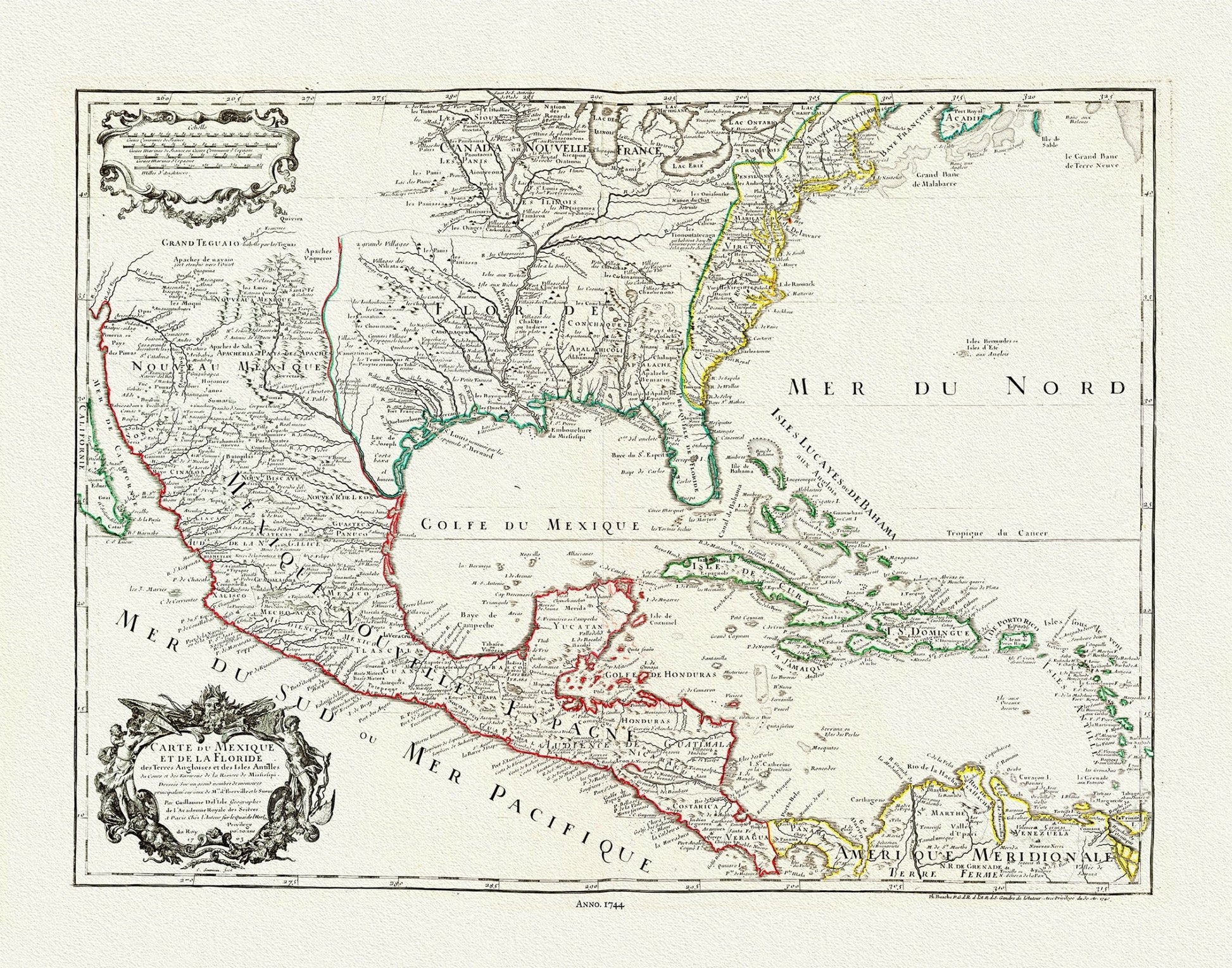 Middle Central America: Bellin, Carte du Mexique et de la Floride, 1744 - The Map Chest