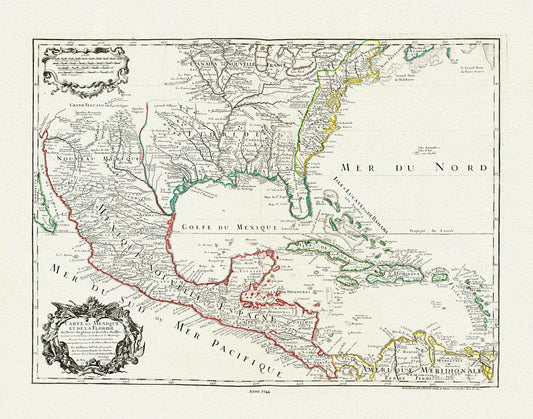 Middle Central America: Bellin, Carte du Mexique et de la Floride, 1744 - The Map Chest