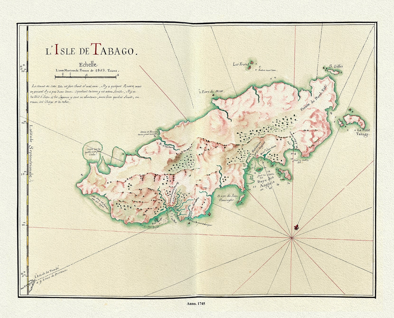 Middle Central America: Bellin, Jacques Nicolas, l'Isle de Tabago, 1745 - The Map Chest