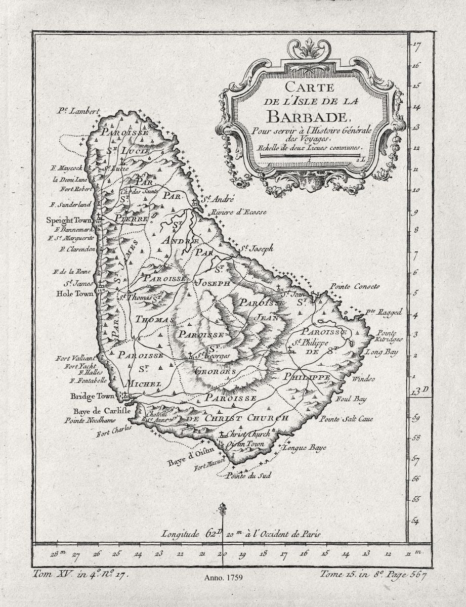 Middle Central America: Isle de la Barbade, 1759 - The Map Chest