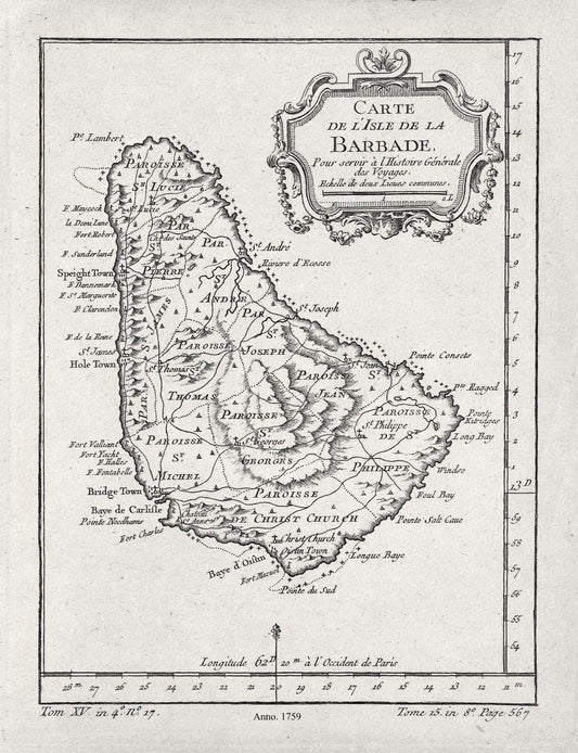 Middle Central America: Isle de la Barbade, 1759 - The Map Chest