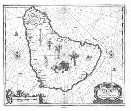 Middle Central America: Novissima et Acuratissima Barbados, 1671, Ogilby et Montanus, Ver BW - The Map Chest