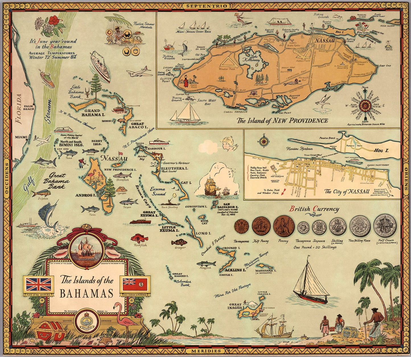Middle Central America: The Islands of the Bahamas, George Annand, 1951 - The Map Chest