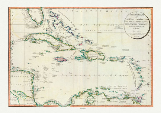 Middle Central America: William Faden, West India Islands, 1796 - The Map Chest