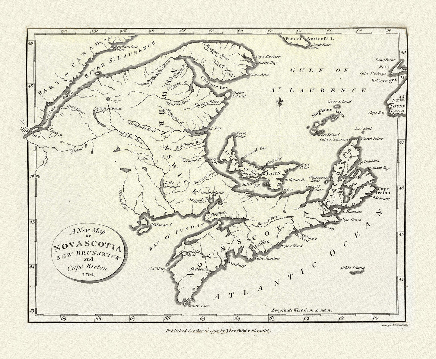 Morse, Jedidiah, A New Map of Nova Scotia, New Brunswick and Cape Breton, 1794 - The Map Chest