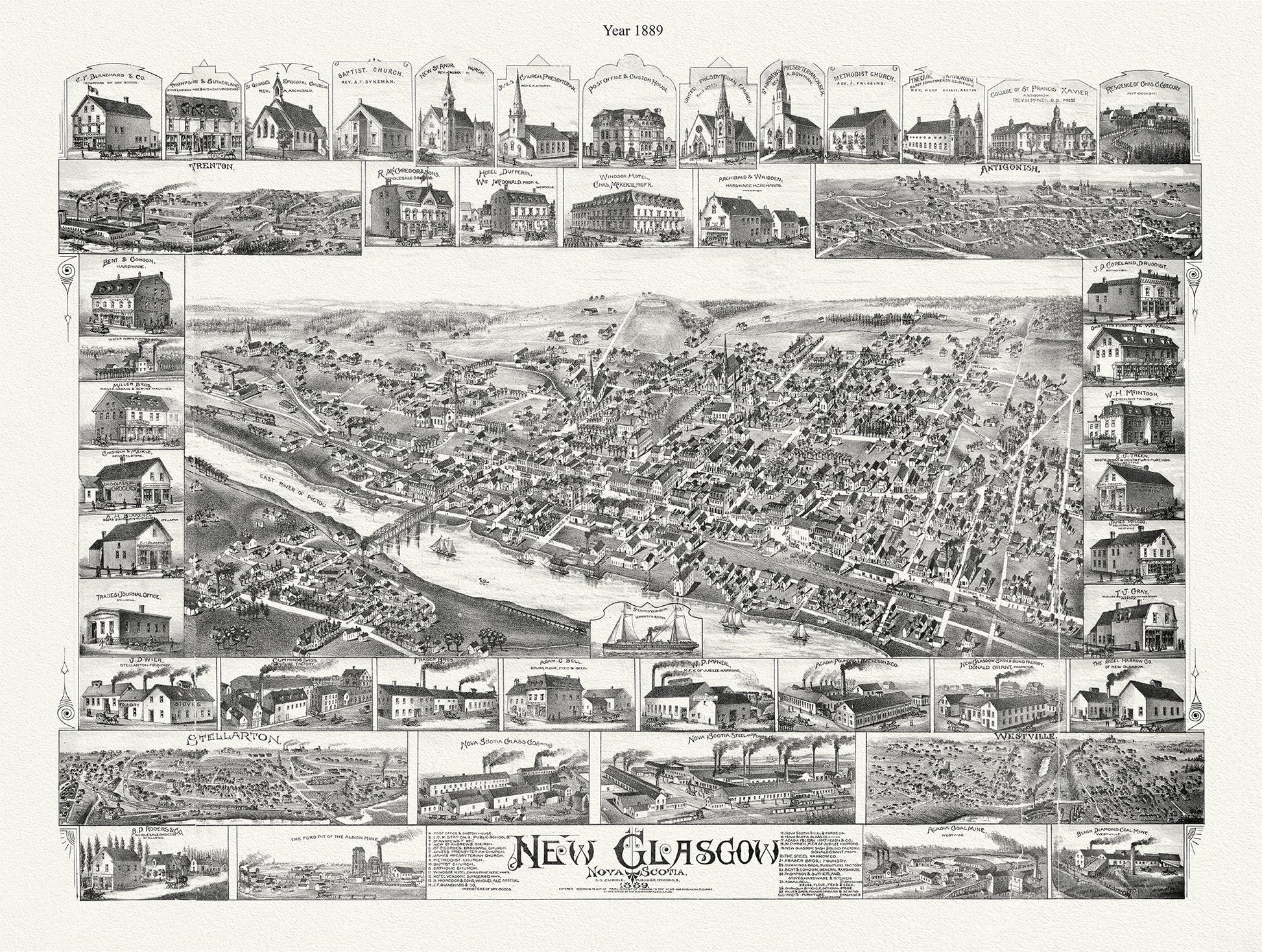 New Glasgow, Cape Breton, Nova Scotia, 1889 - The Map Chest