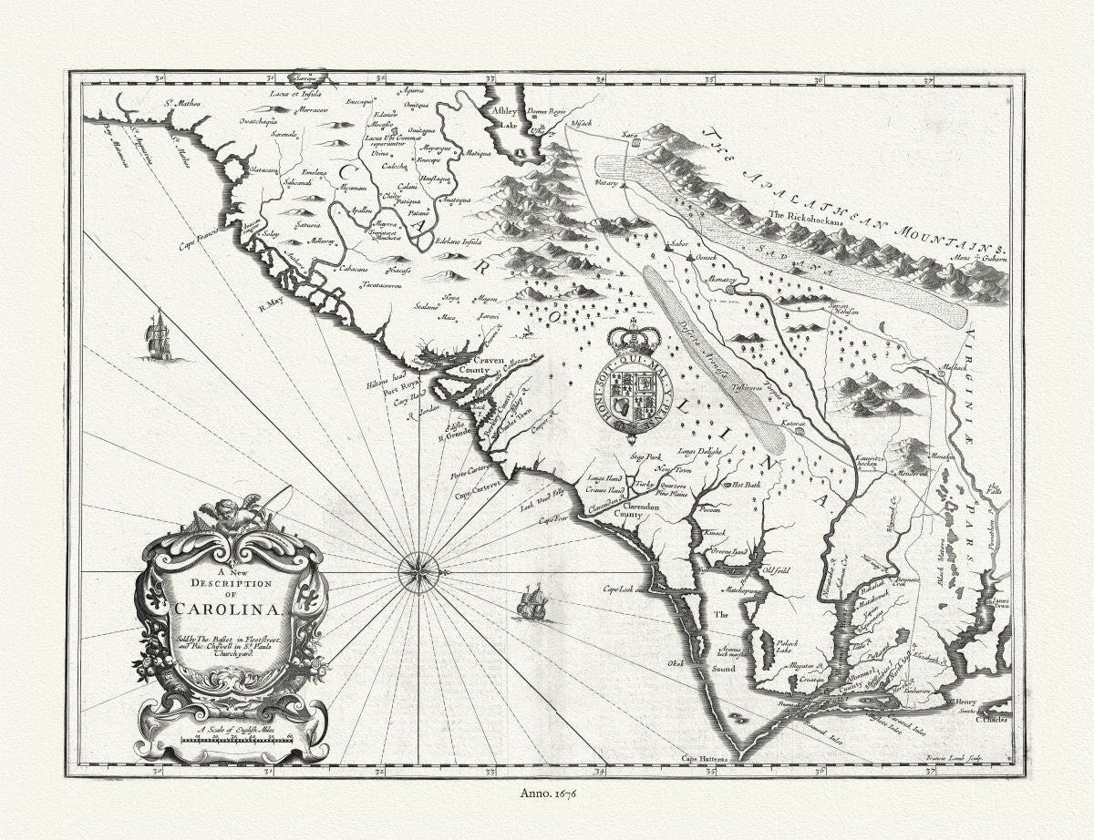 North America: Carolina,1676, Speed authore - The Map Chest