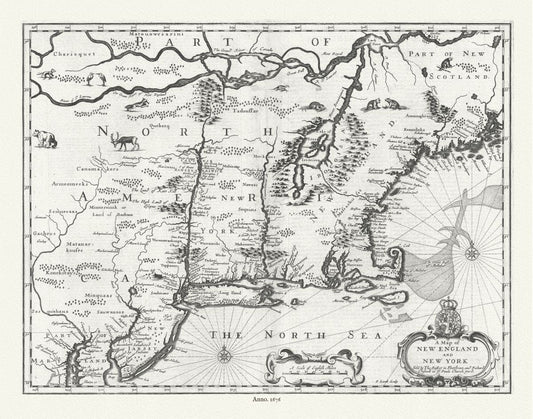 North America: New England and New York, 1676, Speed authore - The Map Chest