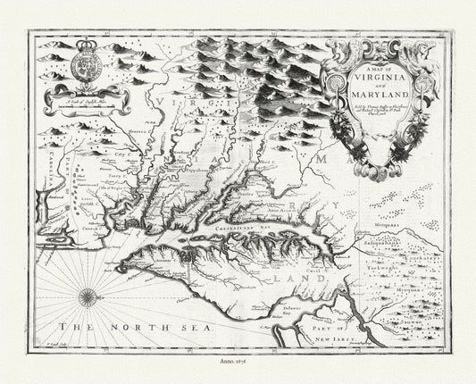 North America: Virginia and Maryland, 1676, Speed authore - The Map Chest