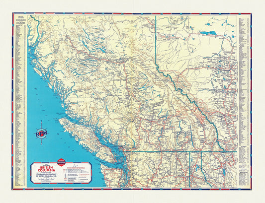 North and West Canada: 1937 road map of British Columbia - The Map Chest