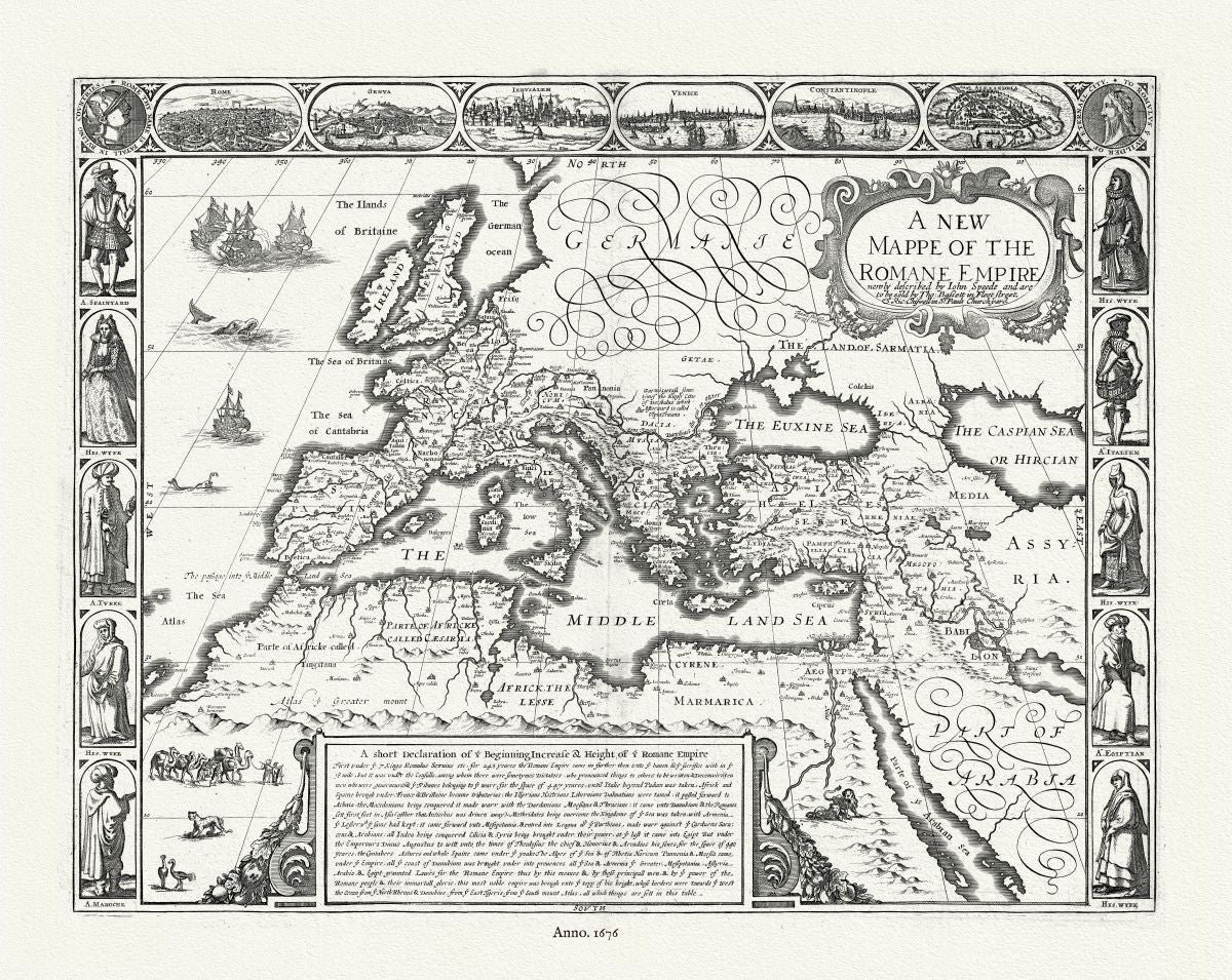 Roman Empire, A New Mappe, 1676, Speed authore - The Map Chest