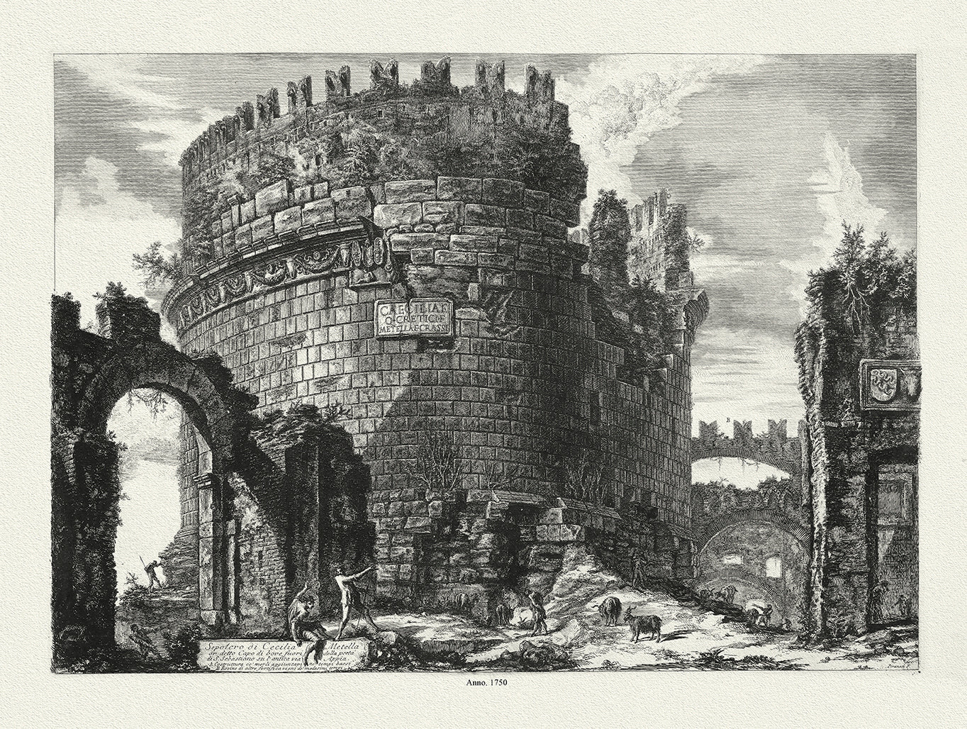 Roman Empire: Giovanni Battista Piranesi, La tomba di Cecilia Metella sulla Via Appia, 1762 - The Map Chest