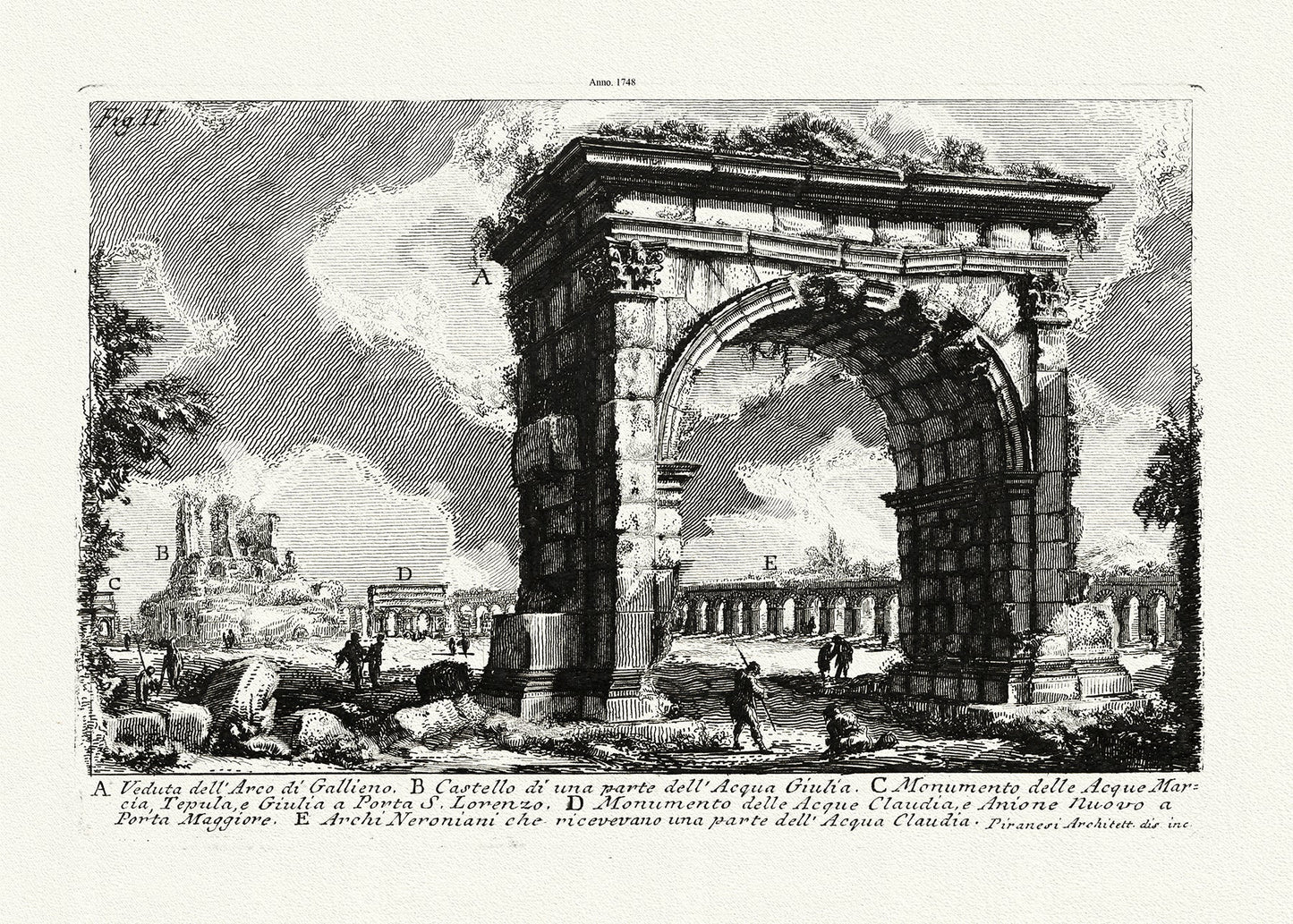 Roman Empire: Giovanni Battista Piranesi, Le antichità di Roma, Veduta dell'Arco di Gallieno, 1748 Ver. II - The Map Chest