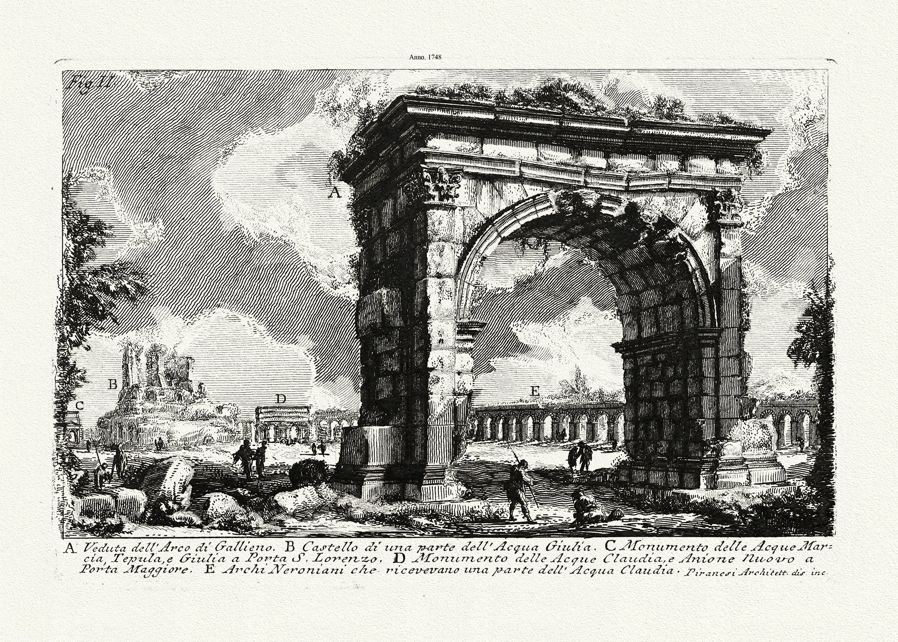 Roman Empire: Giovanni Battista Piranesi, Le antichità di Roma, Veduta dell'Arco di Gallieno, 1748 Ver. II - The Map Chest