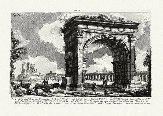 Roman Empire: Giovanni Battista Piranesi, Le antichità di Roma, Veduta dell'Arco di Gallieno, 1748 Ver. II - The Map Chest