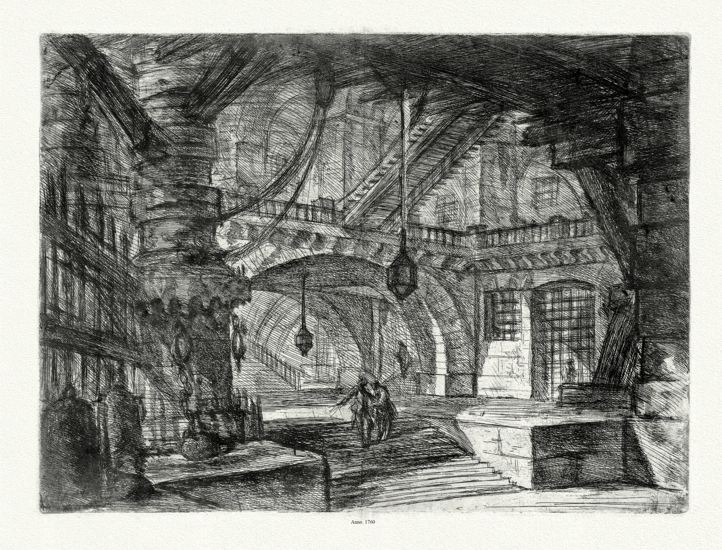 Roman Empire: Giovanni Battista Piranesi, Le Carceri d'Invenzione (Les prisons de l'invention), Planche VI, 1760, - The Map Chest