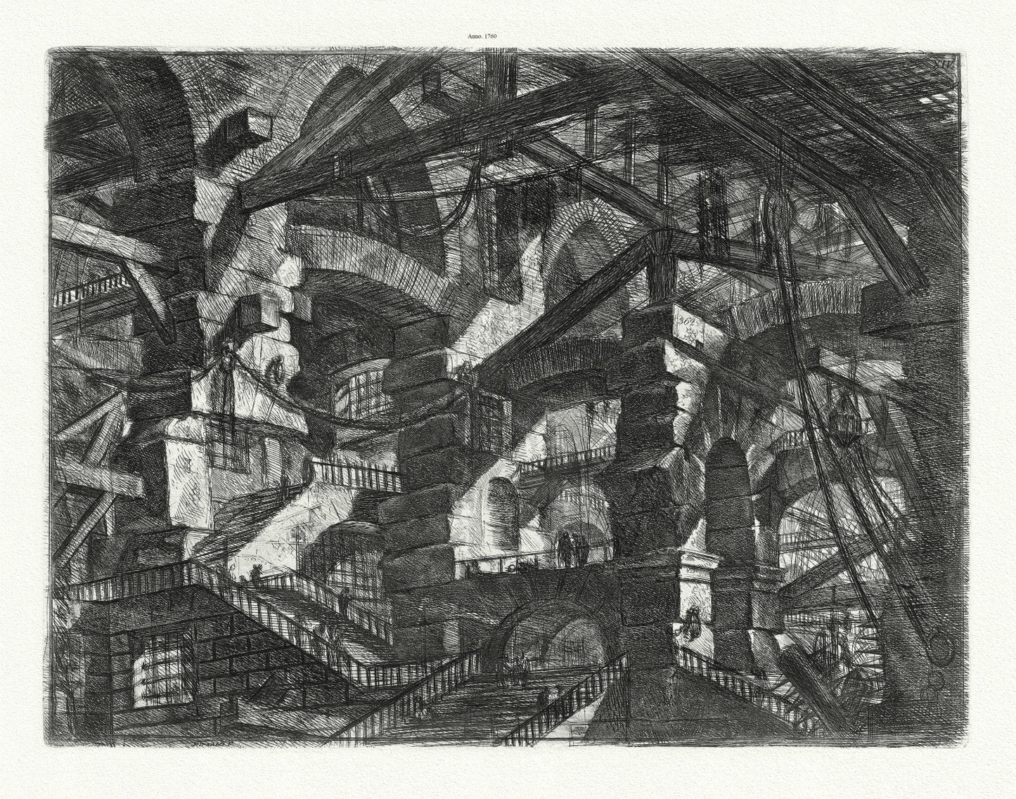 Roman Empire: Giovanni Battista Piranesi, Le Carceri d'Invenzione (Les prisons de l'invention), Planche VII, 1760, - The Map Chest