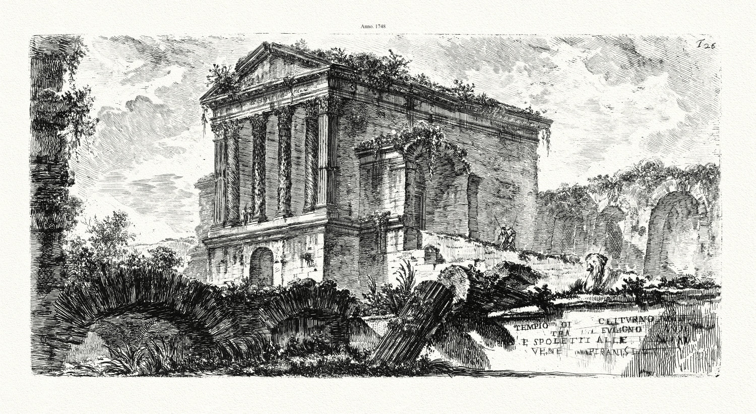 Roman Empire: Giovanni Battista Piranesi, Tempio di Clitumno tra Foligno e Spoletti, 1748 - The Map Chest