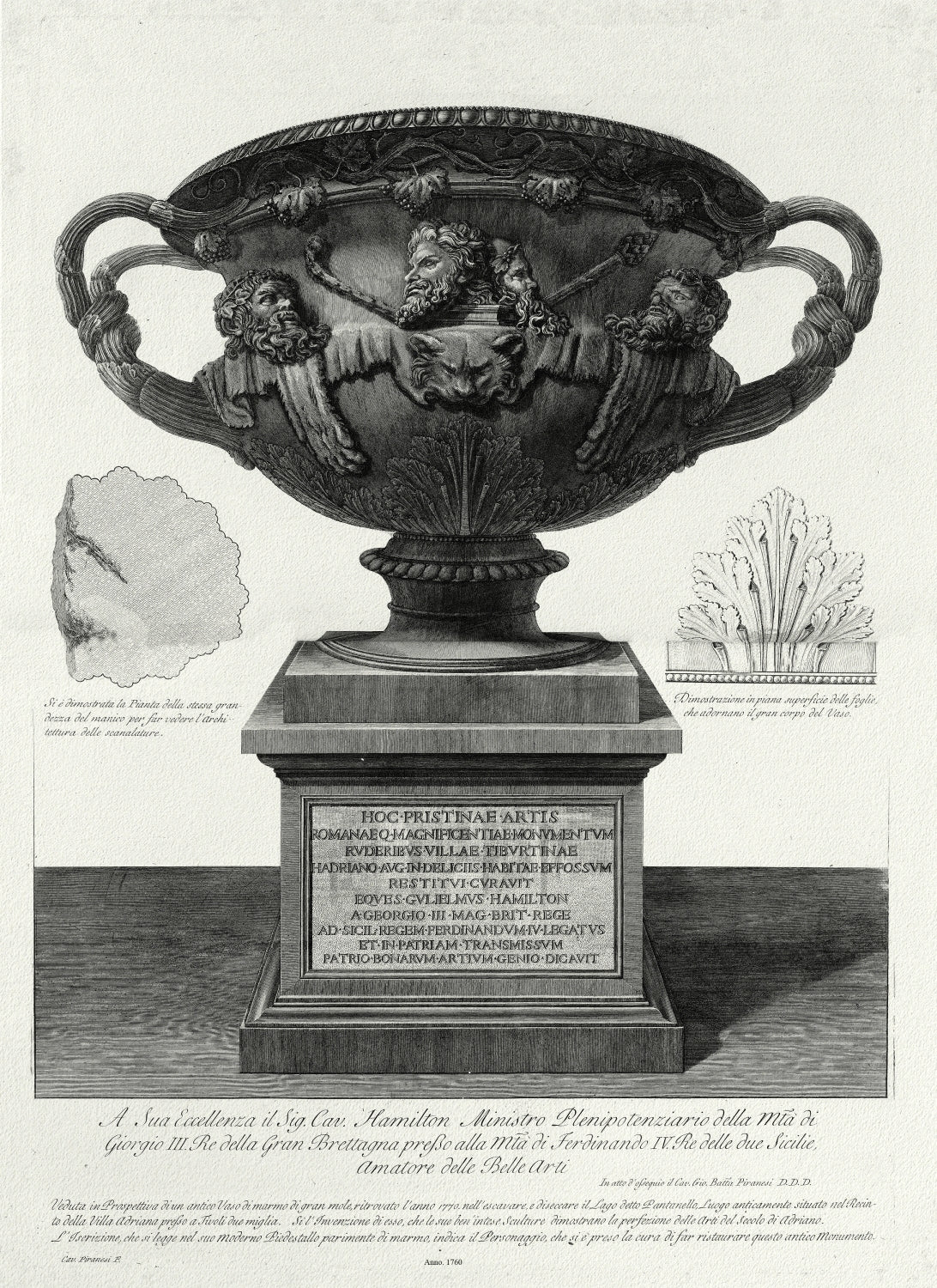 Roman Empire: Giovanni Battista Piranesi, Vase with Pedestal, c. 1760 - The Map Chest