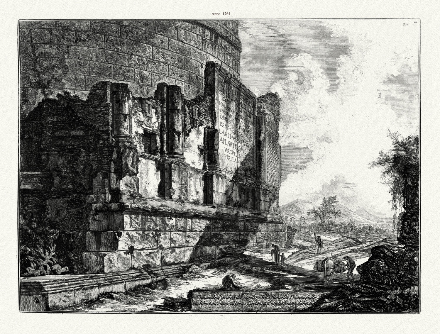 Roman Empire: Giovanni Battista Piranesi, Veduta Degl'avanzi Del Sepolcro Della Famiglia Plauzia Sulla Via Tiburtina Vicino Al Ponte Lugano Due Miglia Lontano Da Tivoli, 1764 - The Map Chest