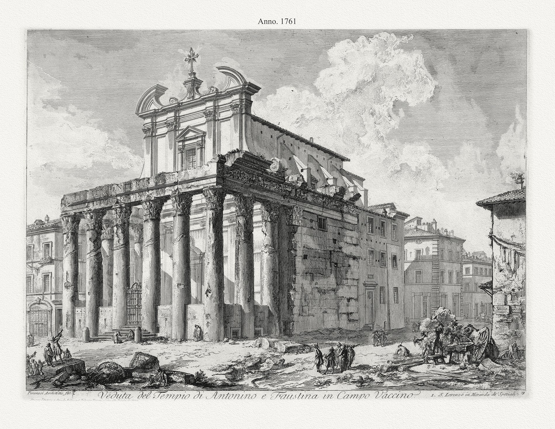 Roman Empire: Giovanni Battista Piranesi, Veduta del Tempio di Antonino e Faustina in Campo Vaccino, 1761 - The Map Chest