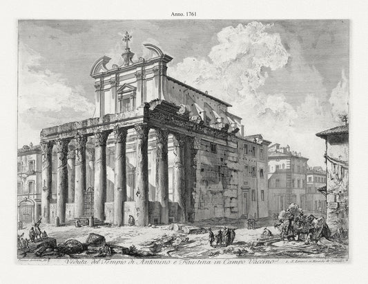 Roman Empire: Giovanni Battista Piranesi, Veduta del Tempio di Antonino e Faustina in Campo Vaccino, 1761 - The Map Chest