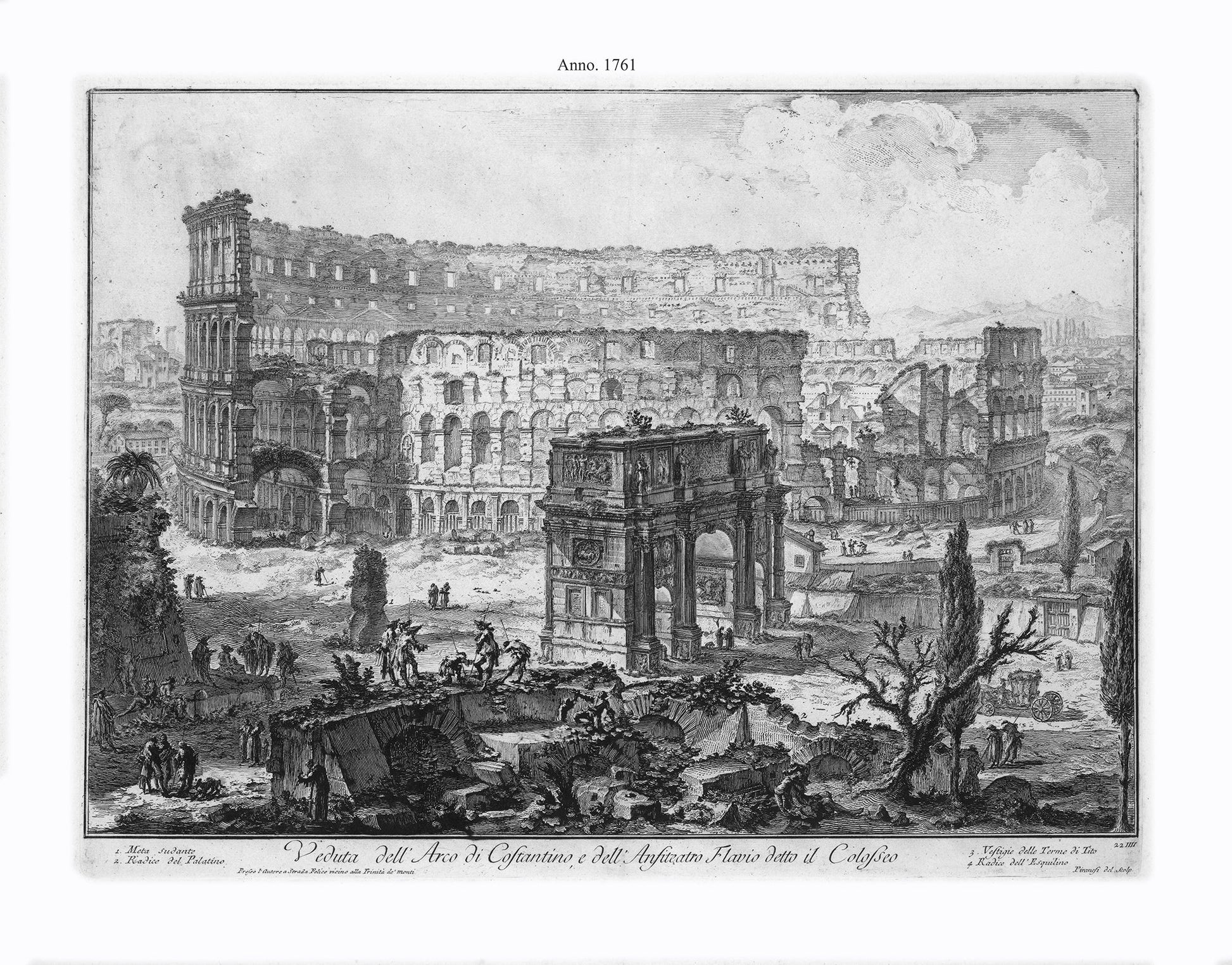 Roman Empire: Giovanni Battista Piranesi, Veduta dell' Arco di Costantino, e dell' anfiteatro Flavio detto il Colosseo, 1756 - The Map Chest