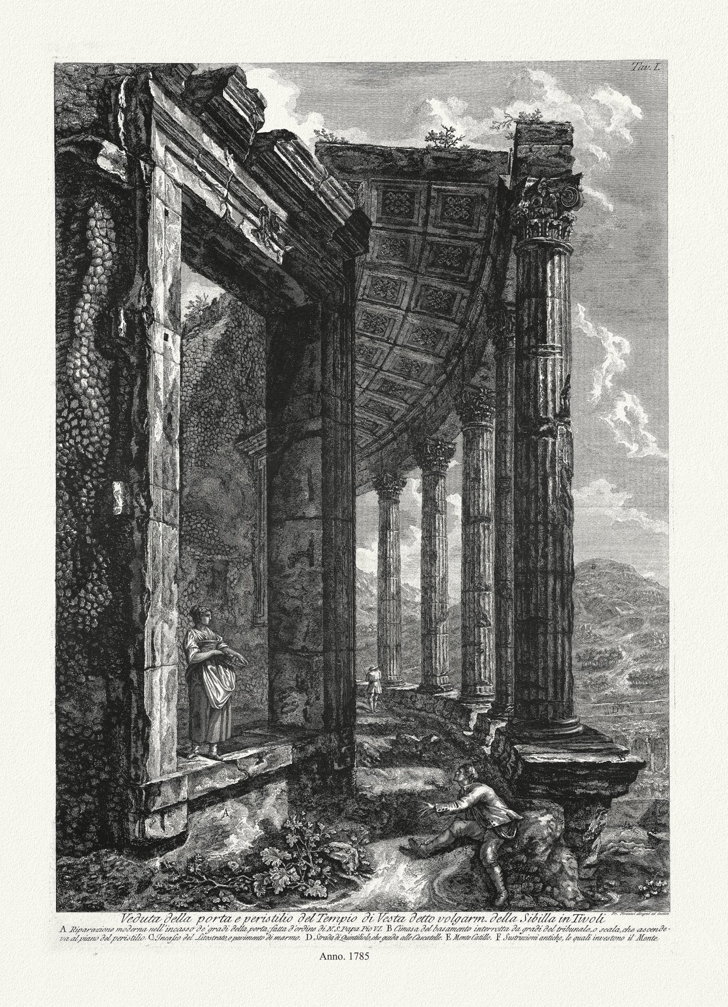 Roman Empire: Giovanni Battista Piranesi , Veduta della Porta e della peristilio del Tempio di Vesta, 1785 - The Map Chest