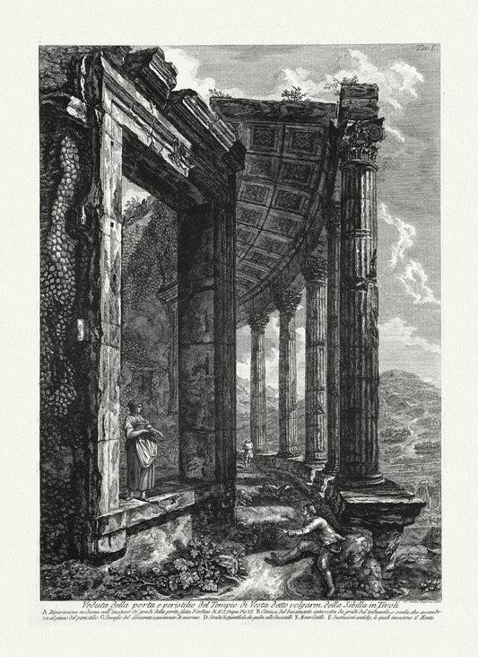 Roman Empire: Giovanni Battista Piranesi, Veduta della porta e peritilio delTempio della Sibilla in Tivoli, 1785 - The Map Chest