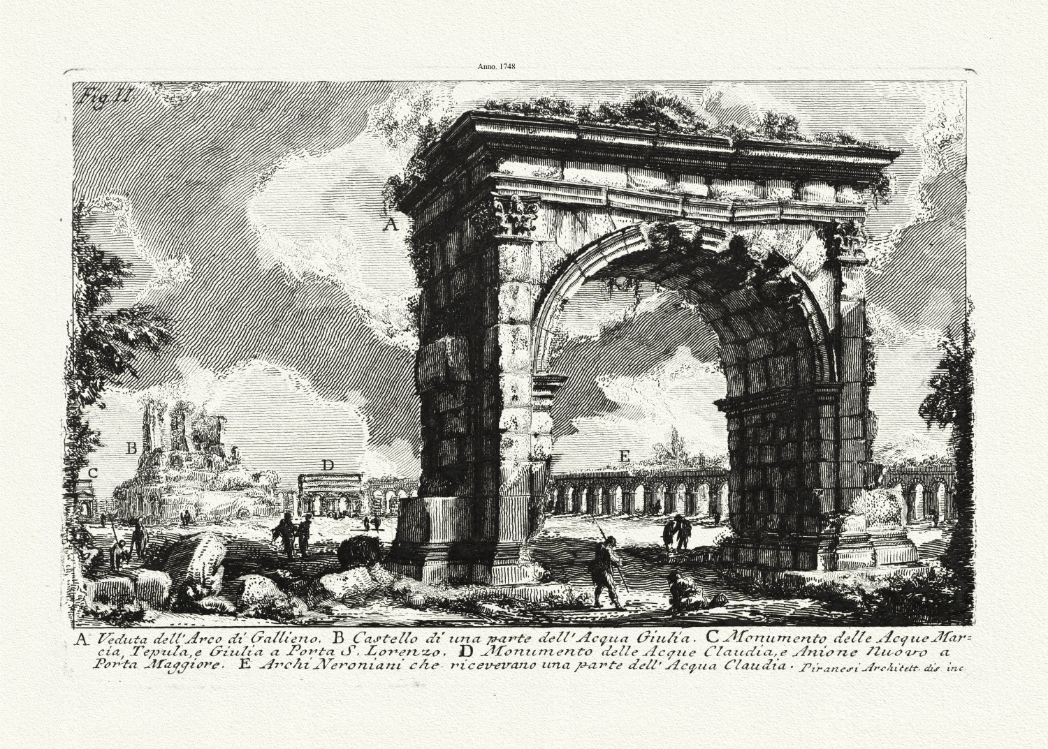 Roman Empire: Giovanni Battista Piranesi, Veduta dell'Arco di Gallieno, 1748 Ver. II - The Map Chest
