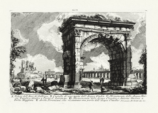Roman Empire: Giovanni Battista Piranesi, Veduta dell'Arco di Gallieno, 1748 Ver. II - The Map Chest