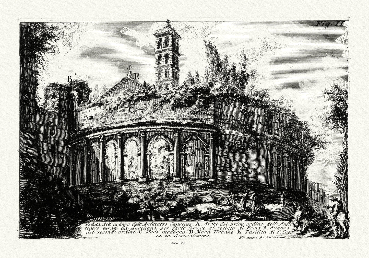 Roman Empire: Giovanni Battista Piranesi, Veduta dell'avanzo dell'Anfiteatro Castranse, 1758 - The Map Chest