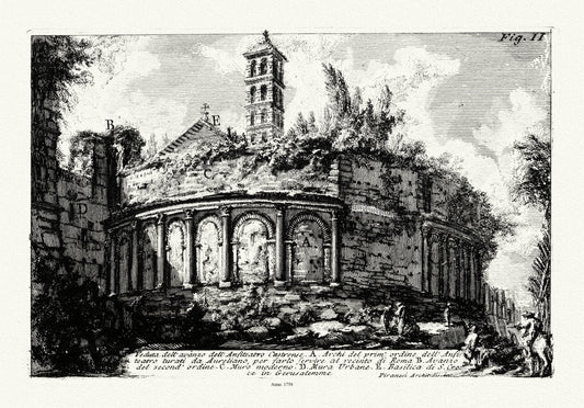 Roman Empire: Giovanni Battista Piranesi, Veduta dell'avanzo dell'Anfiteatro Castranse, 1758 - The Map Chest