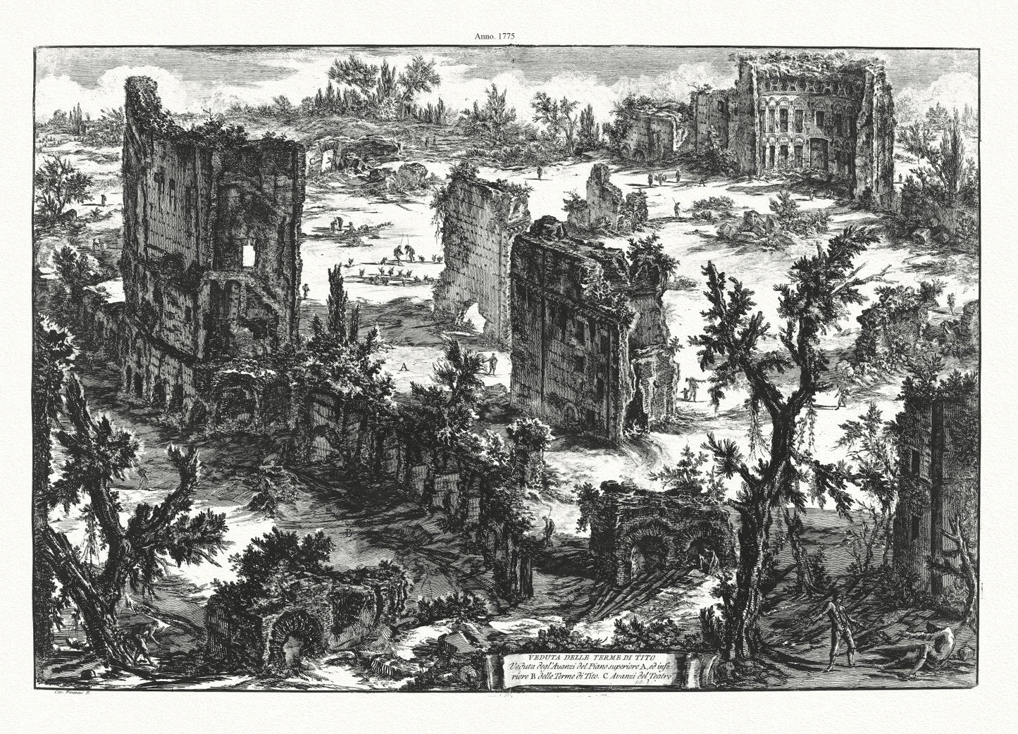 Roman Empire: Giovanni Battista Piranesi, Veduta delle Terme di Tito, 1775 - The Map Chest
