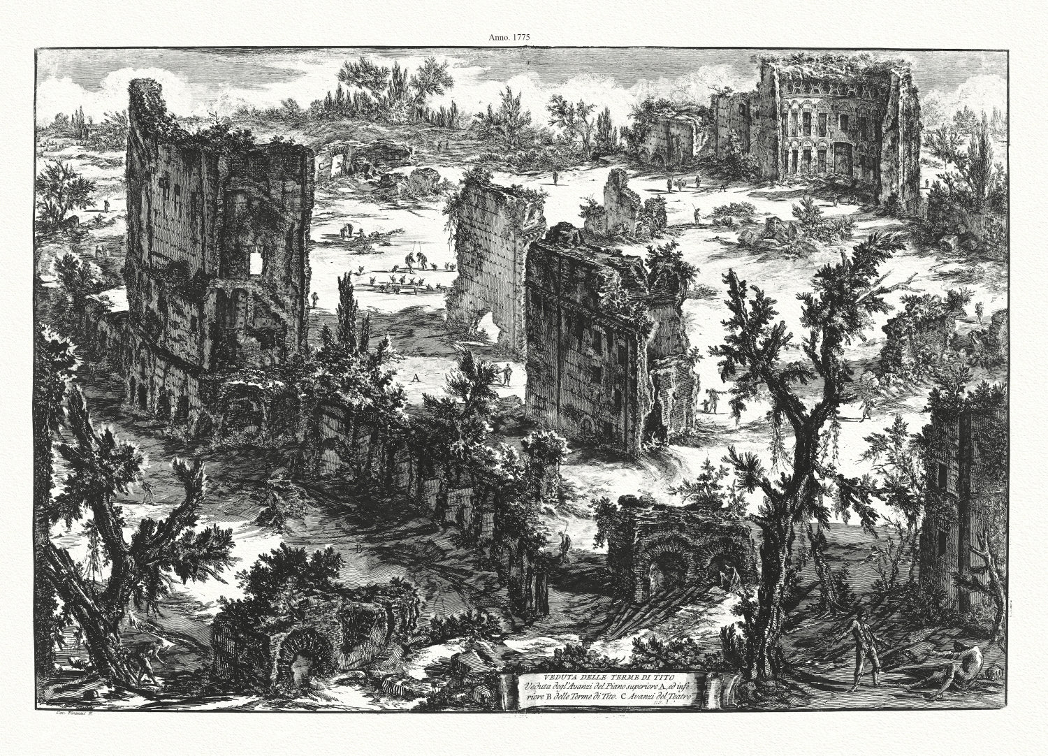 Roman Empire: Giovanni Battista Piranesi, Veduta delle Terme di Tito, 1775 - The Map Chest