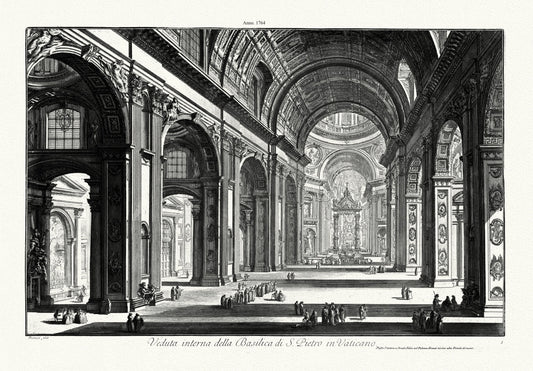 Roman Empire: Giovanni Battista Piranesi, Veduta Interna Della Basilica Di S. Pietro In Vaticano, 1764 - The Map Chest