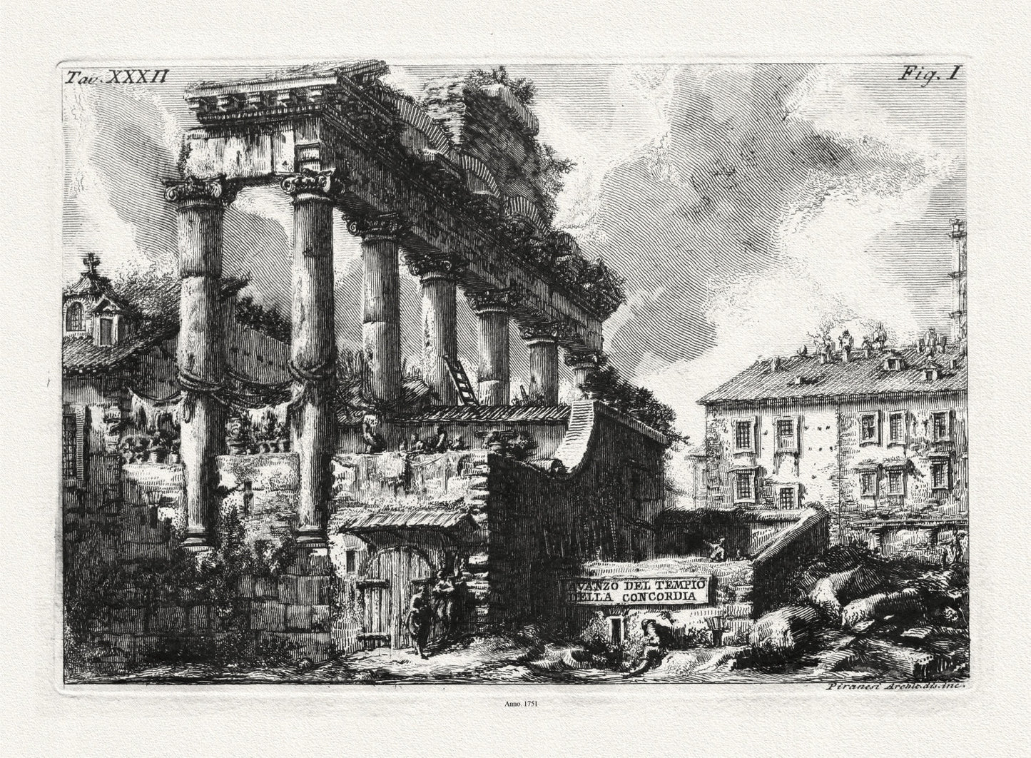 Roman Empire: Giovanni Battista Piranesi, Vedute di Roma, Avanco del Tempio della Concordia, 1751 - The Map Chest