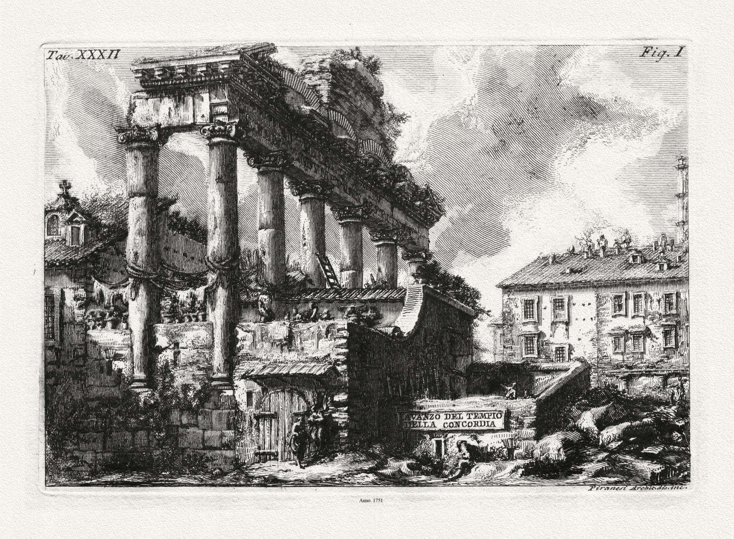 Roman Empire: Giovanni Battista Piranesi, Vedute di Roma, Avanco del Tempio della Concordia, 1751 - The Map Chest