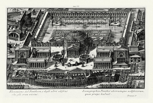 Roman Empire: Giovanni Battista Piranesi, Vedute di Roma, Elevazione Del Pantheon, E Degli Altri Edifizi Che Gli Eran Vicini, 1747 - The Map Chest