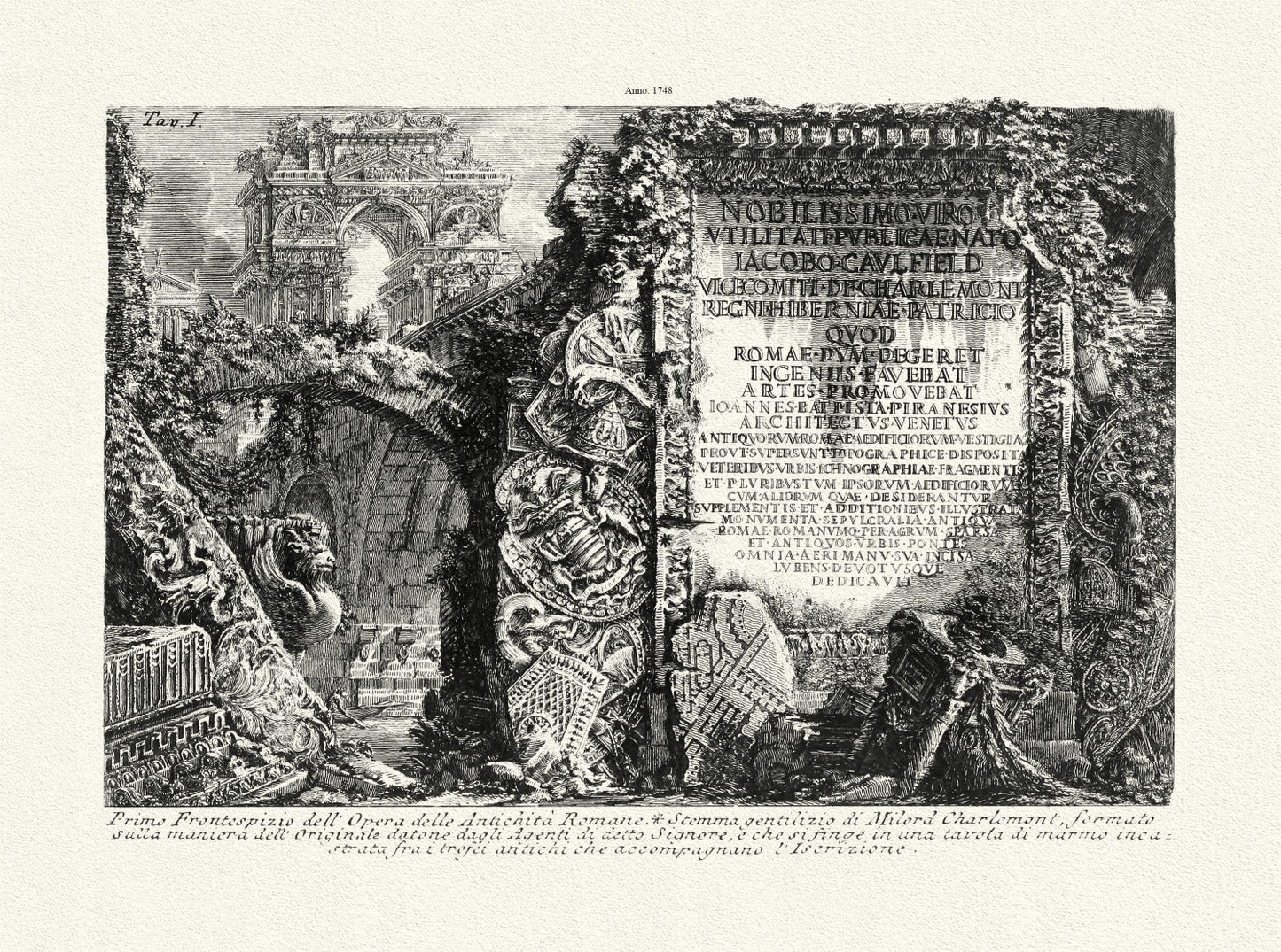 Roman Empire: Giovanni Battista Piranesi, Vedute di Roma, Fronticepizio dell'Opera delle Antichi Romani, 1748 - The Map Chest