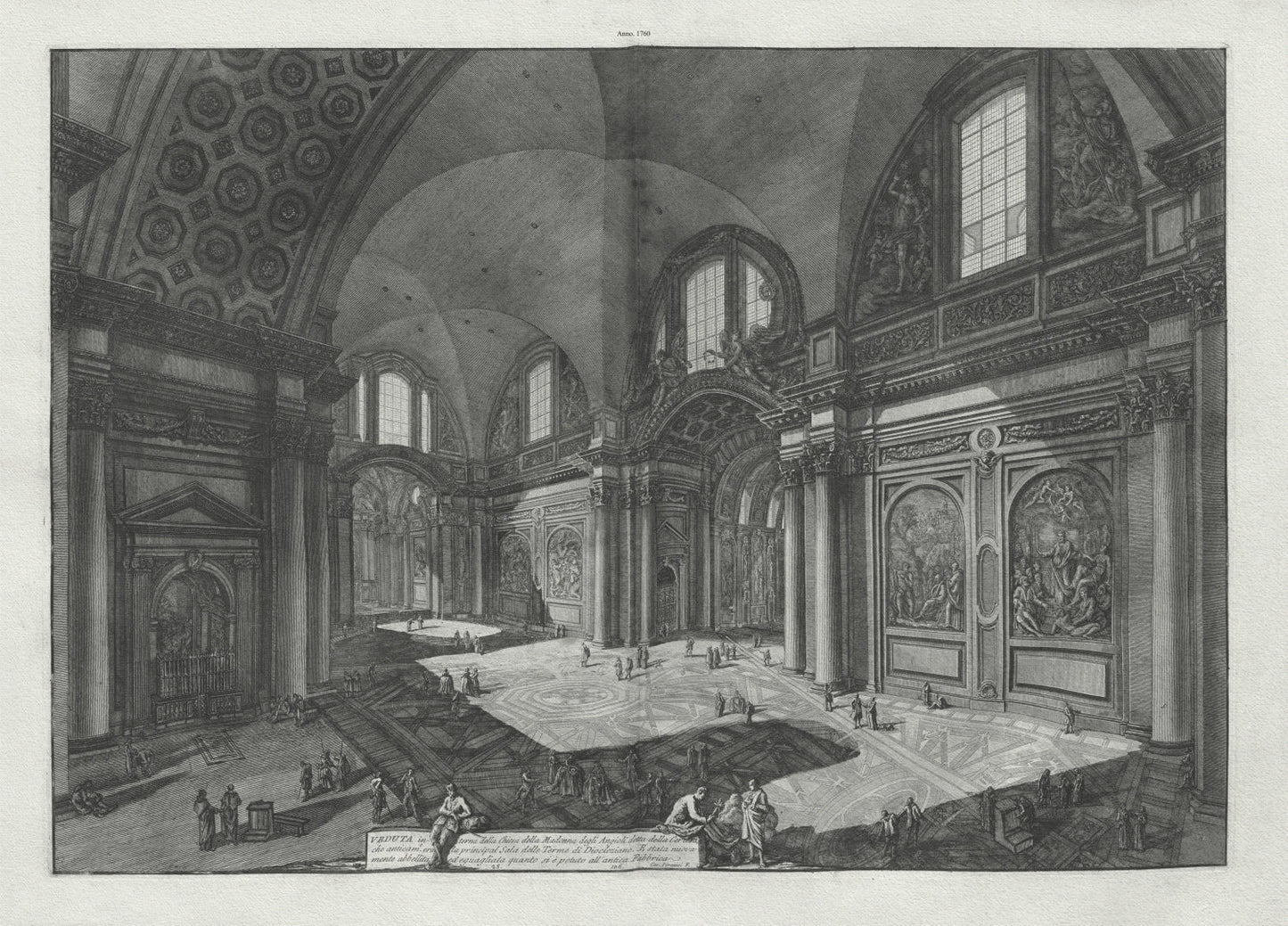 Roman Empire: Giovanni Battista Piranesi, Vedute di Roma, Interior View of Santa Maria degli Angeli, c. 1760 - The Map Chest