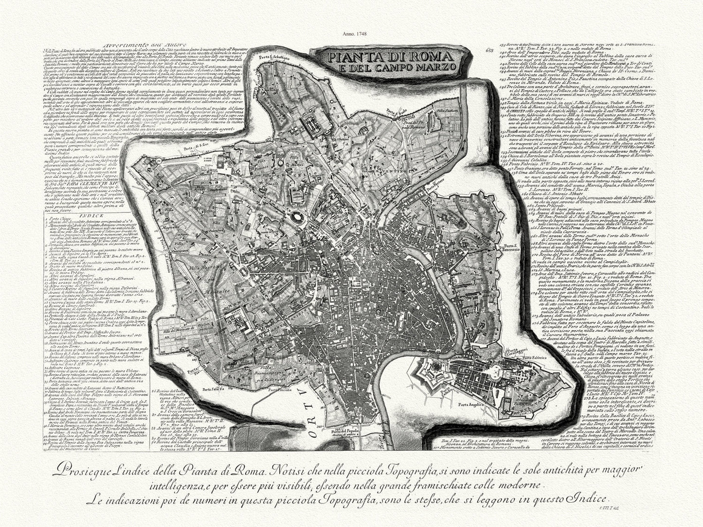 Roman Empire: Giovanni Battista Piranesi, Vedute di Roma, Map Of Rome, Part. 1, 1748 - The Map Chest