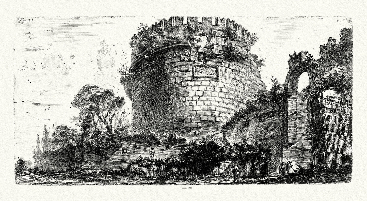 Roman Empire: Giovanni Battista Piranesi, Vedute di Roma, Sepulcro di Metella detto Capo di Bove, 1748 - The Map Chest