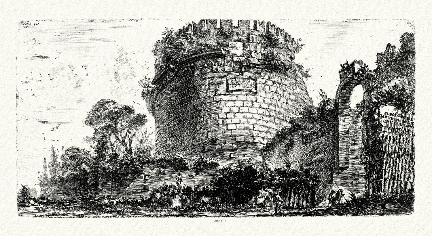 Roman Empire: Giovanni Battista Piranesi, Vedute di Roma, Sepulcro di Metella detto Capo di Bove, 1748 - The Map Chest