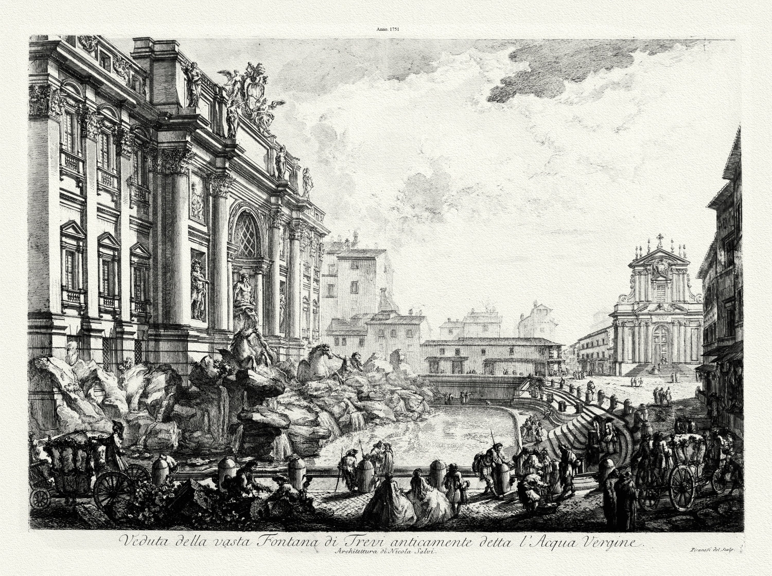 Roman Empire: Giovanni Battista Piranesi, Vedute di Roma, Side View of the Trevi Fountain, formerly the Acqua Vergine, 1751 - The Map Chest