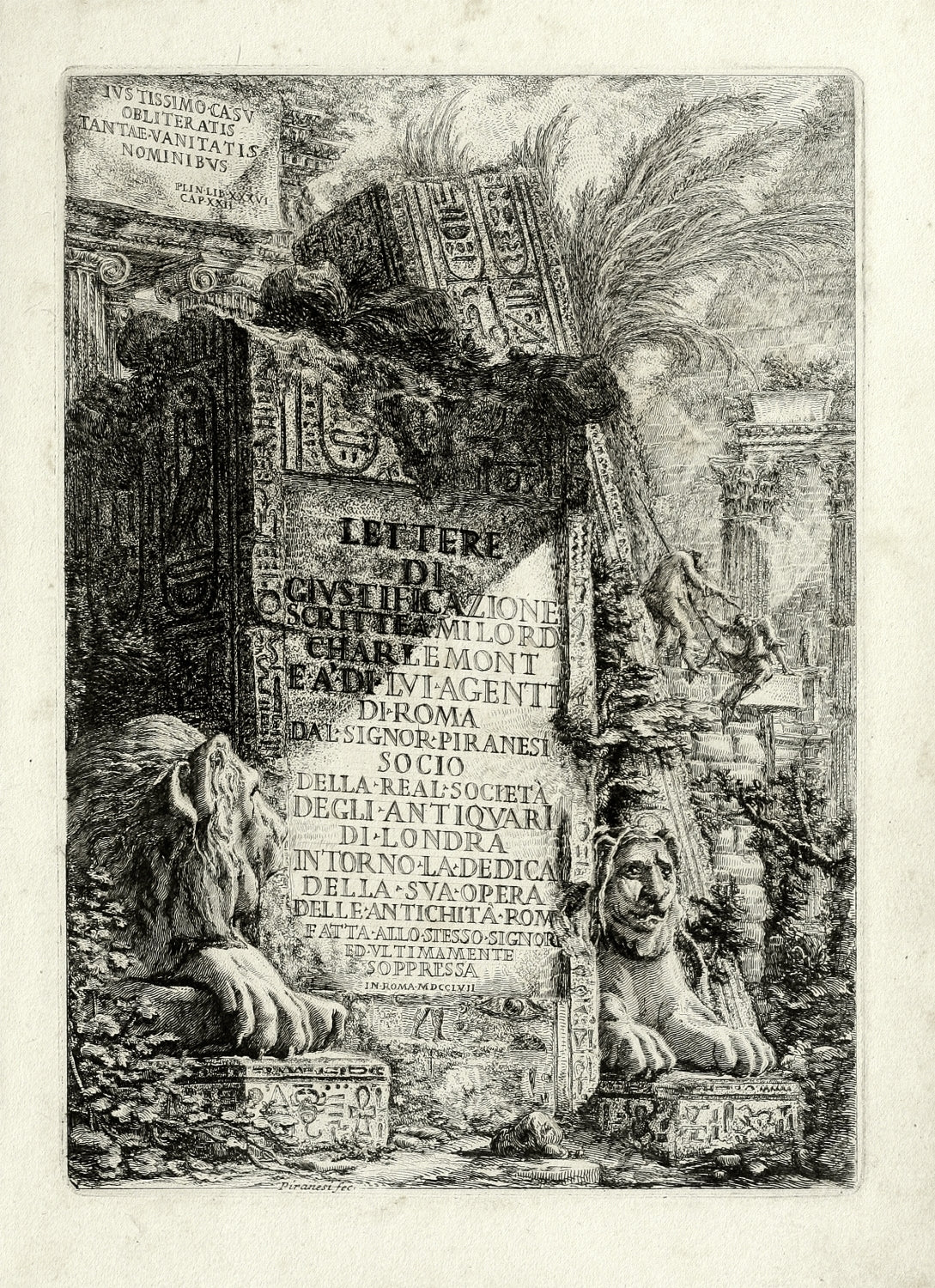 Roman Empire: Giovanni Battista Piranesi, Vedute di Roma, Tablet Frontispiece, c. 1760 - The Map Chest