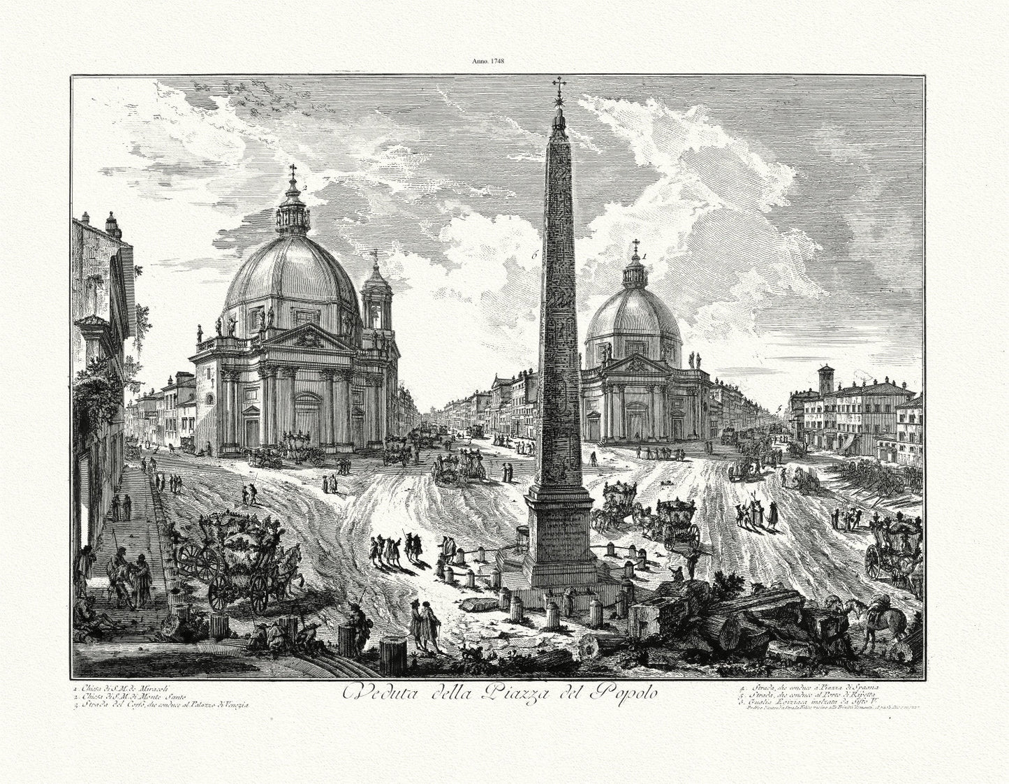 Roman Empire: Giovanni Battista Piranesi, Vedute di Roma, Veduta della Piazza del Popolo, 1748 - The Map Chest