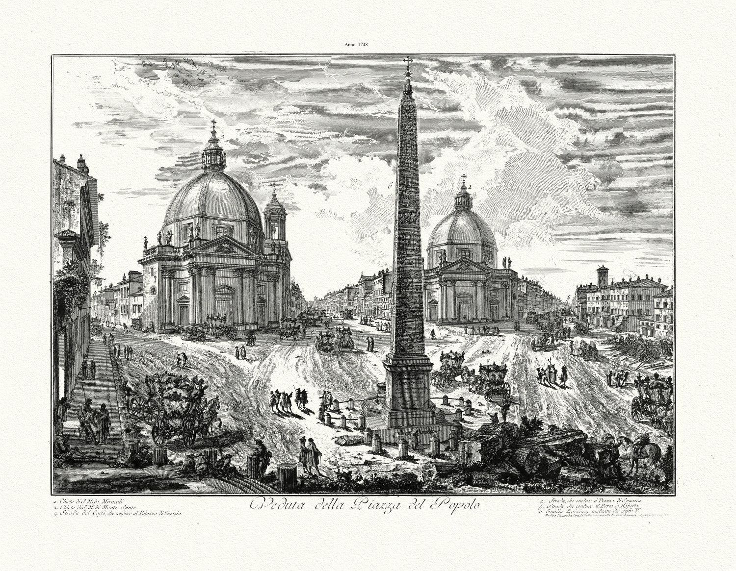 Roman Empire: Giovanni Battista Piranesi, Vedute di Roma, Veduta della Piazza del Popolo, 1748 - The Map Chest