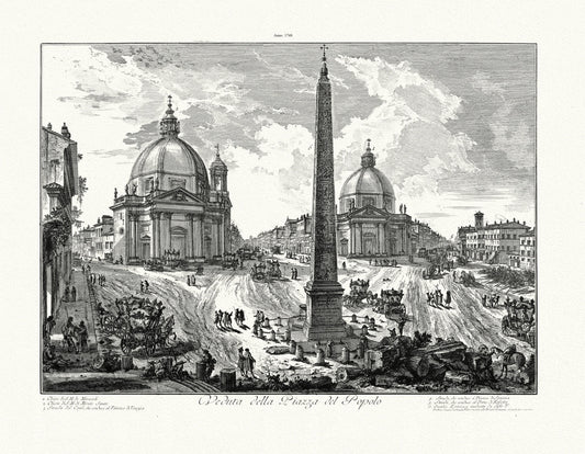 Roman Empire: Giovanni Battista Piranesi, Vedute di Roma, Veduta della Piazza del Popolo, 1748 - The Map Chest