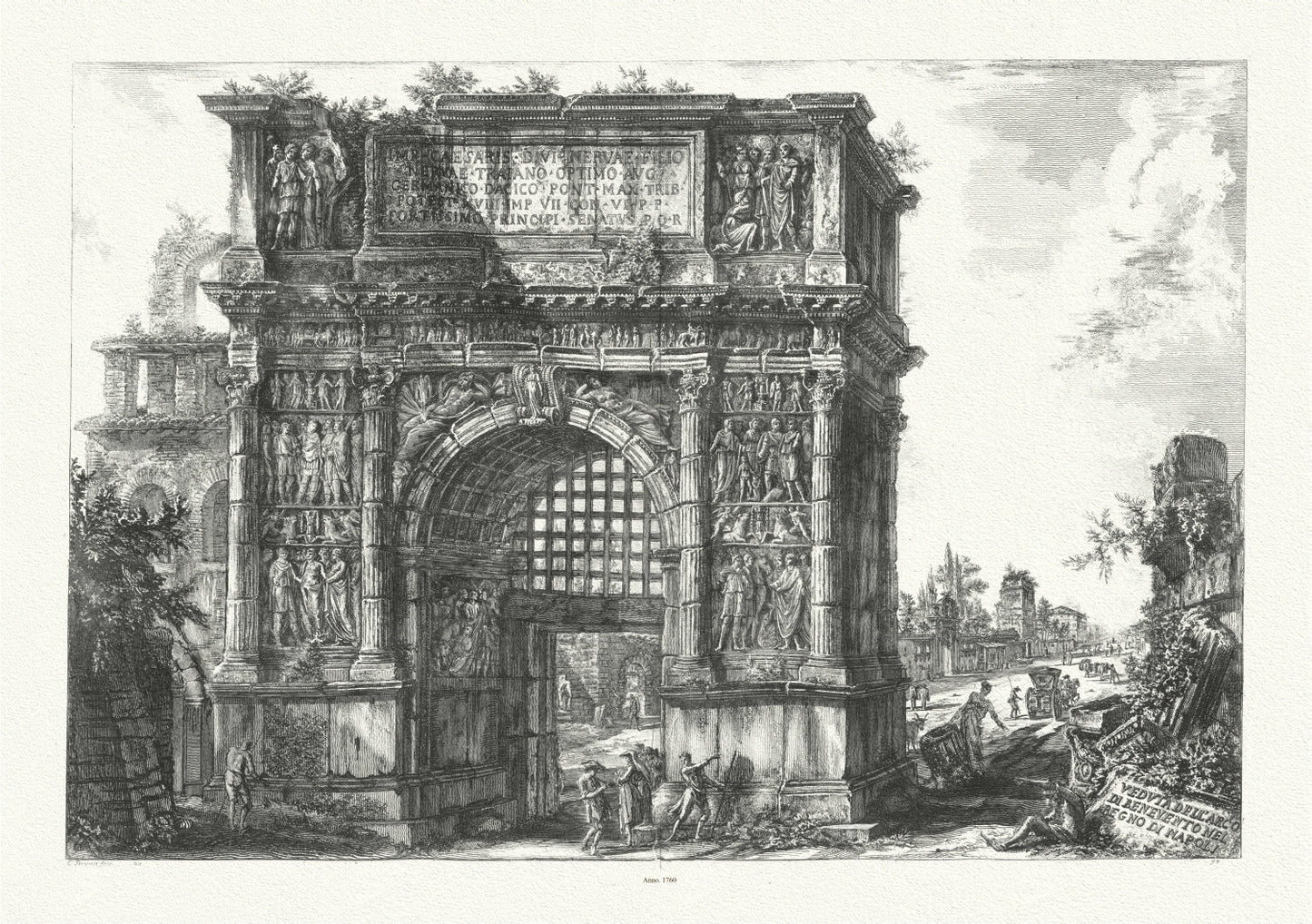 Roman Empire: Giovanni Battista Piranesi, View of the Arch (in the city) of Benevento in the Kingdom of Naples, c. 1760 - The Map Chest